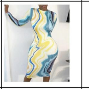 Multicolored long sleeve dress